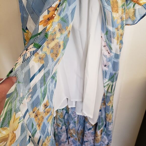 Kensie Printed Ruffled Lined Sleeveless Maxi Hi-Low Dress - Picture 7 of 13